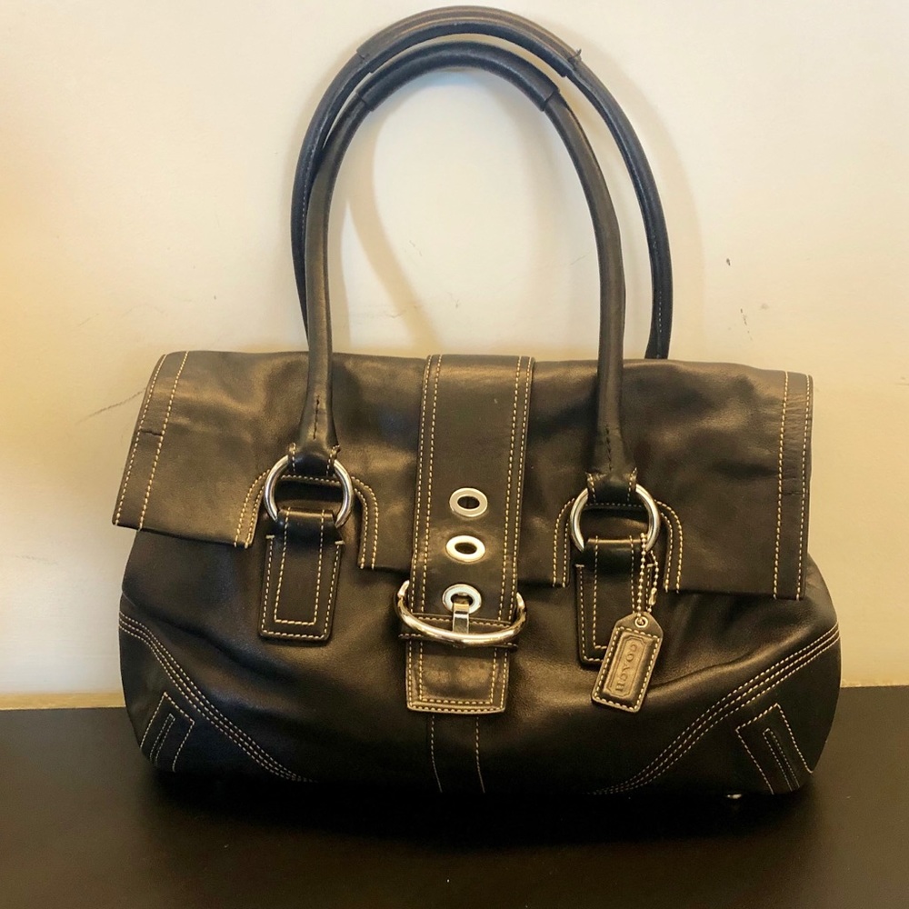 Coach Hamptons Soho Leather Buckle Flap Satchel